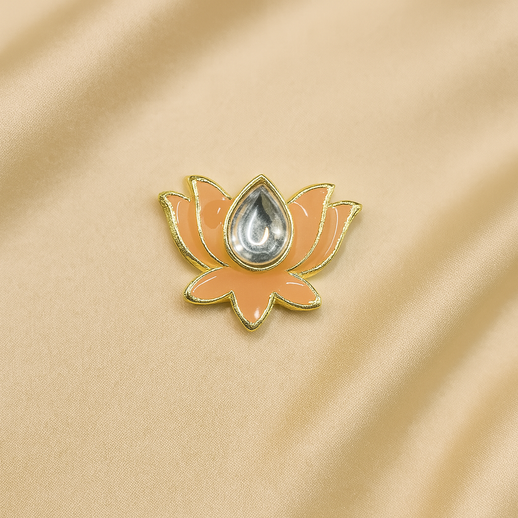 Peach Bloom Lotus Button