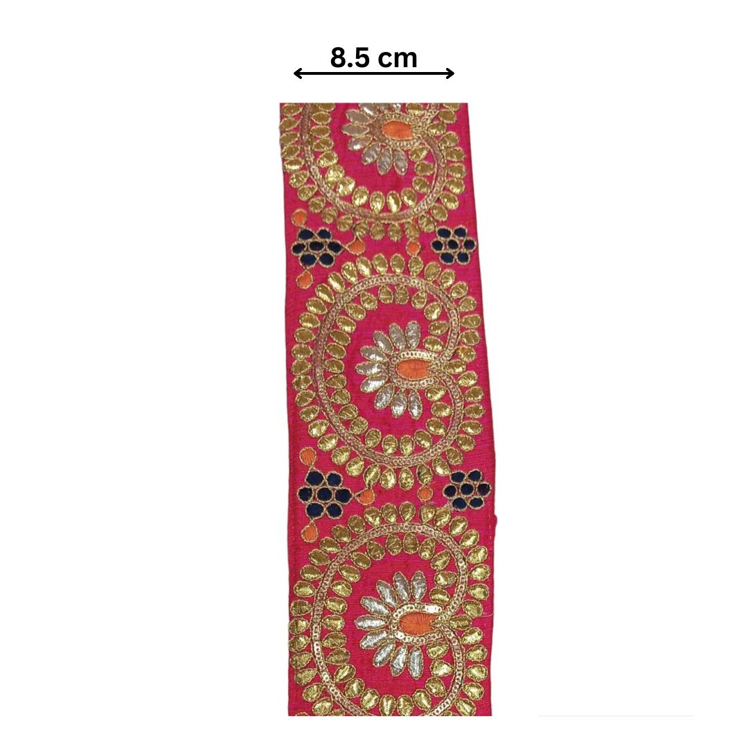 Heerana Paisley Zardozi Lace – Ivory Gold (Comes in 9 Meters)