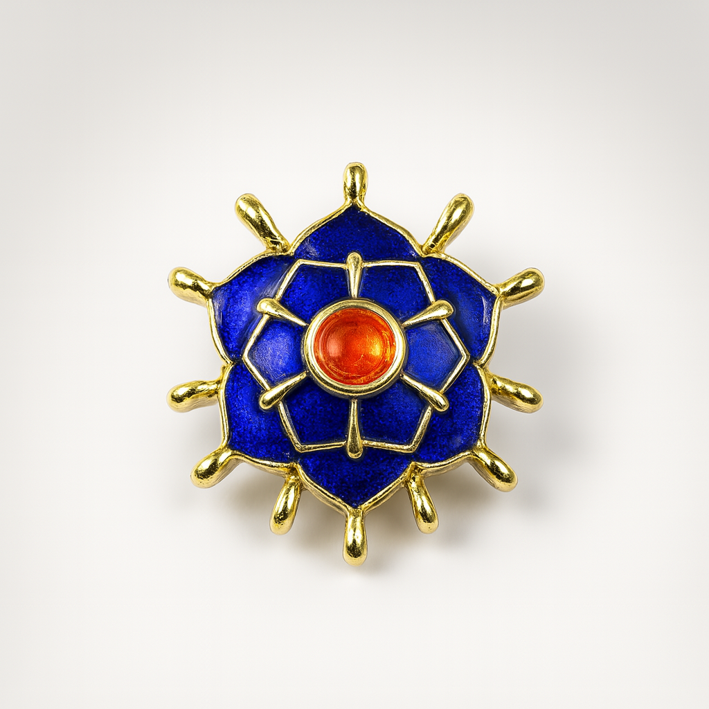 Royal Azure Dharma Chakra Button