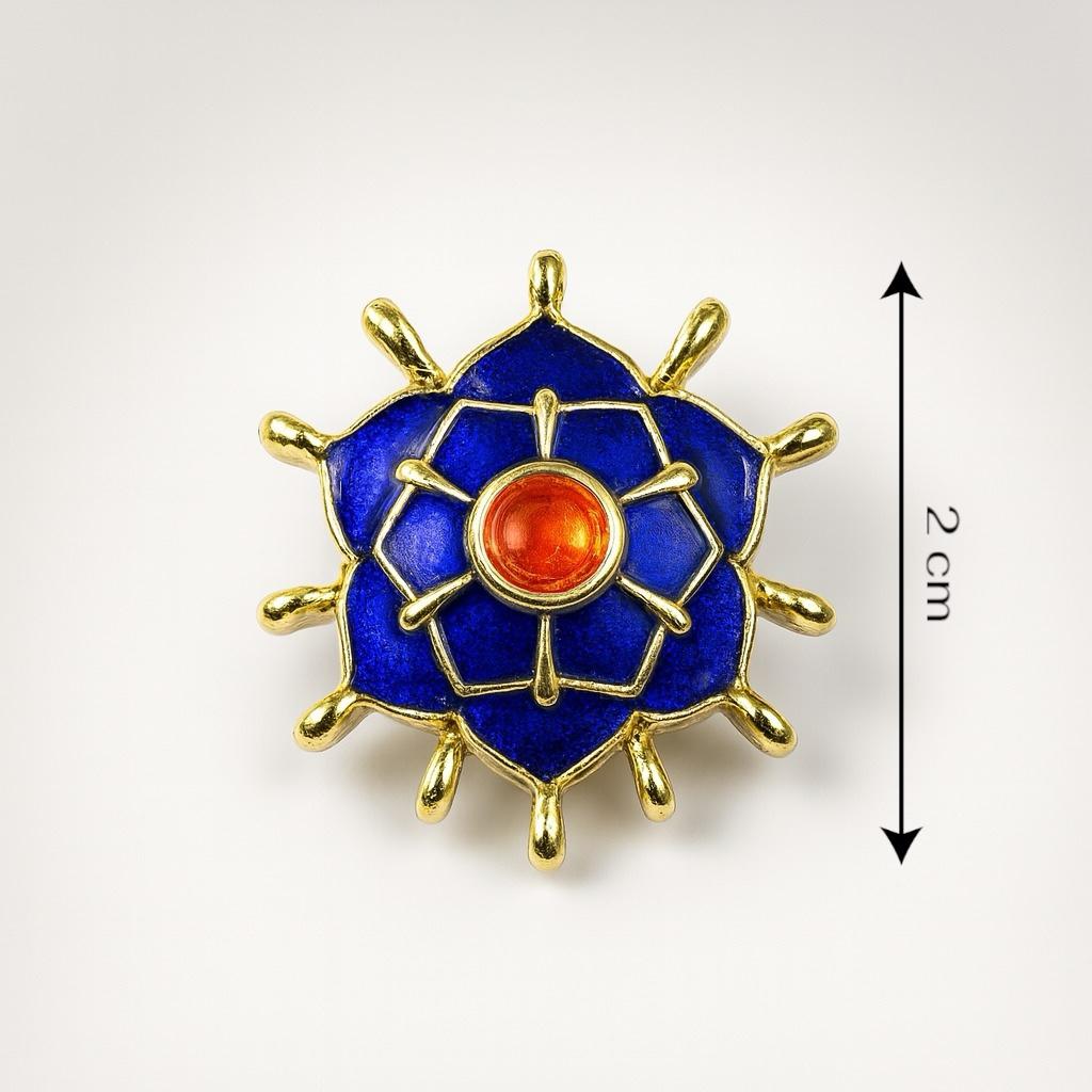 Royal Azure Dharma Chakra Button
