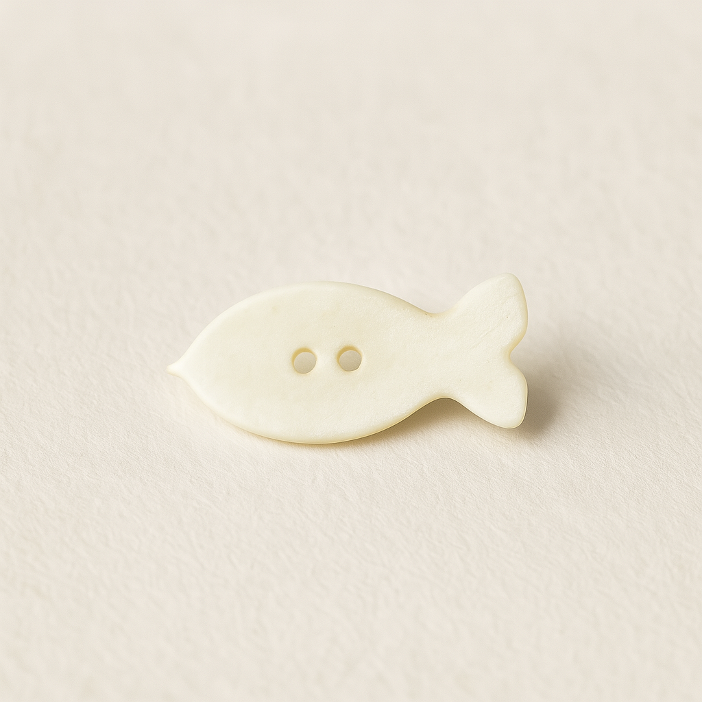 Matte Ivory Fish-Shaped Button