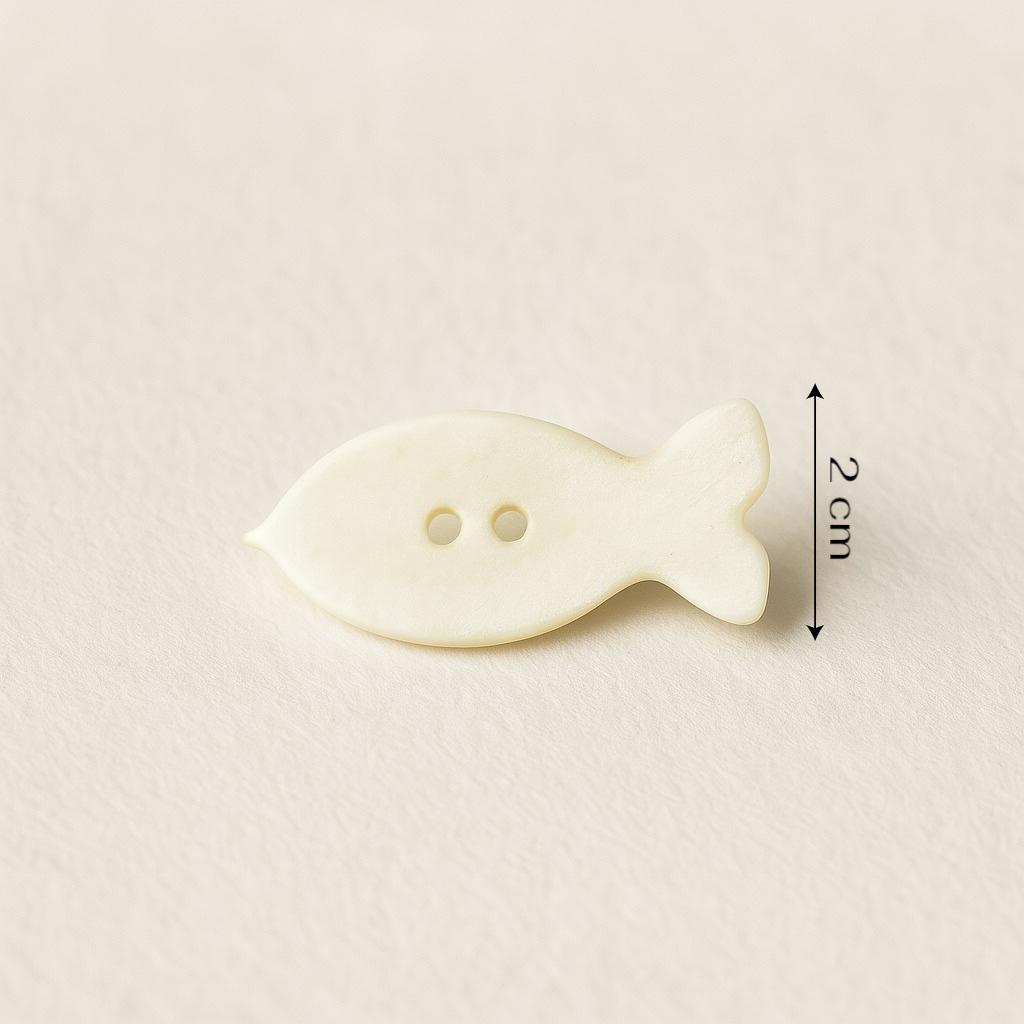 Matte Ivory Fish-Shaped Button