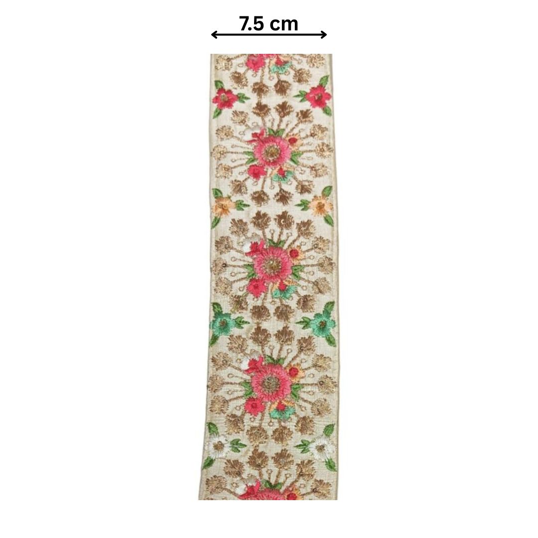 Rosalia Bloom Embroidered Lace (Cream, Beige, Mint) (Comes in 9 Meters)