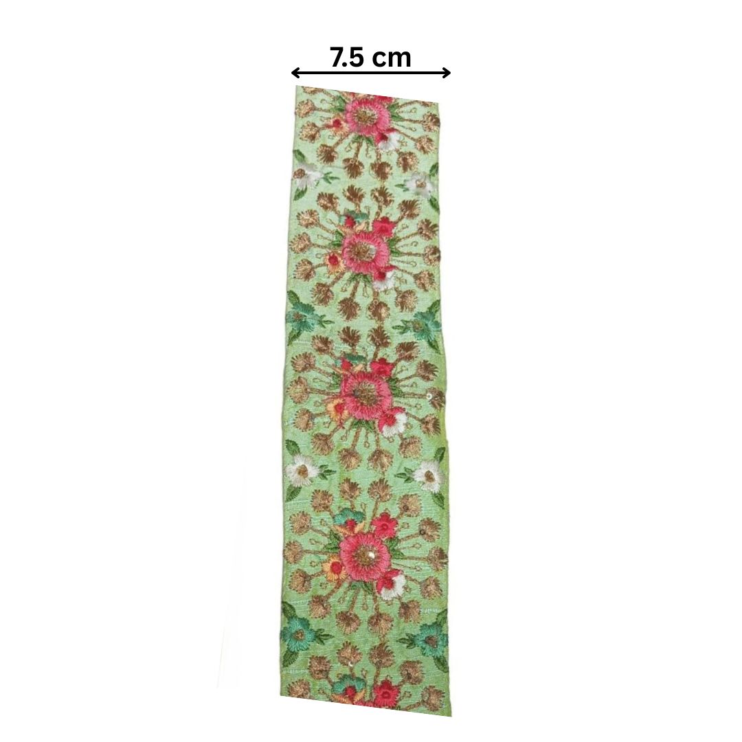 Rosalia Bloom Embroidered Lace (Cream, Beige, Mint) (Comes in 9 Meters)