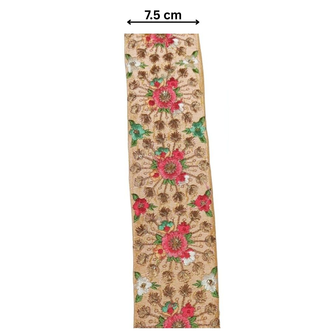 Rosalia Bloom Embroidered Lace (Cream, Beige, Mint) (Comes in 9 Meters)