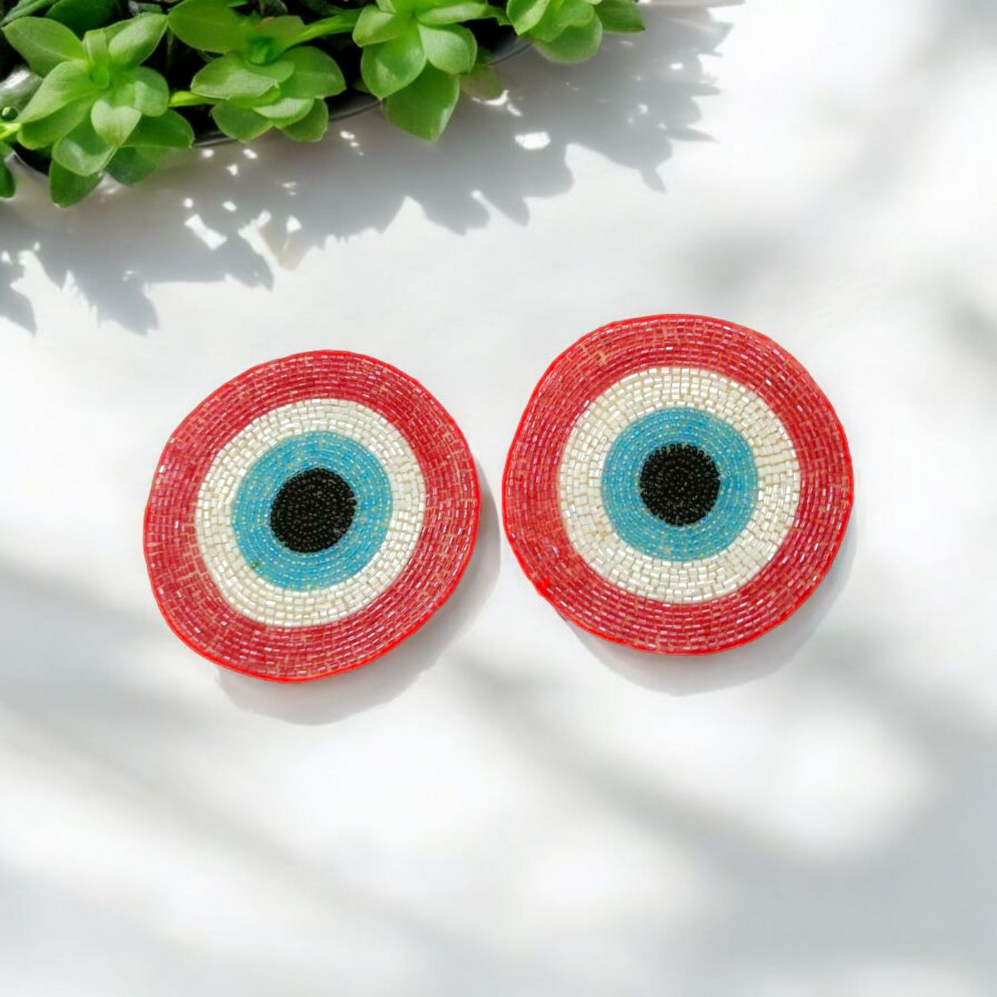 Red Evil Eye Beaded Discs