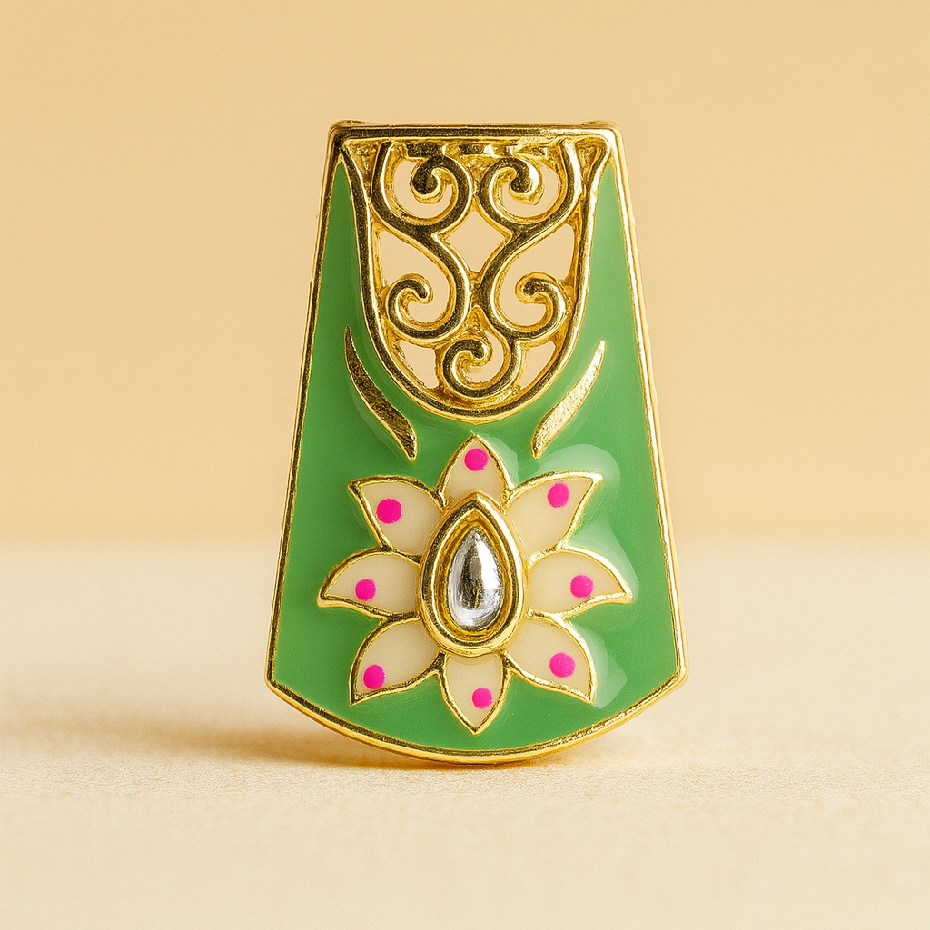 Jade Blossom Enamel Button