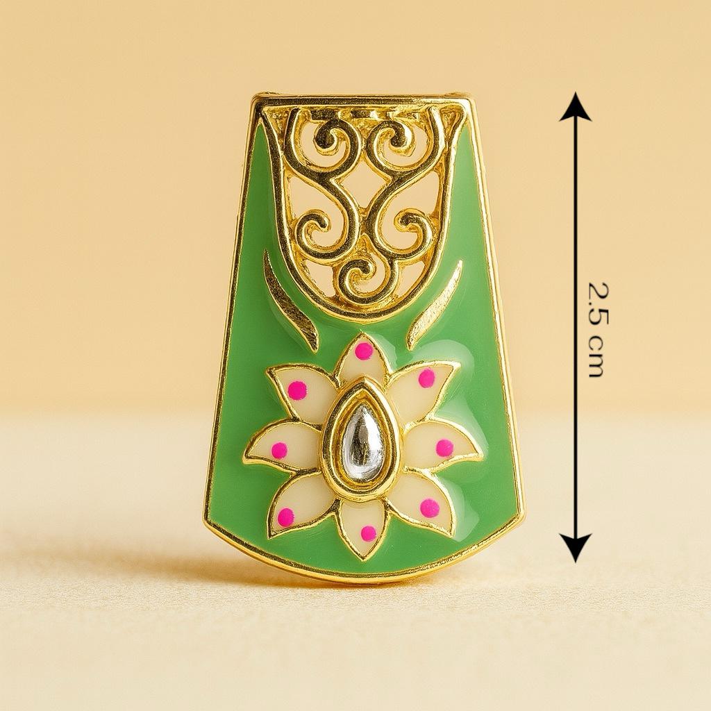 Jade Blossom Enamel Button