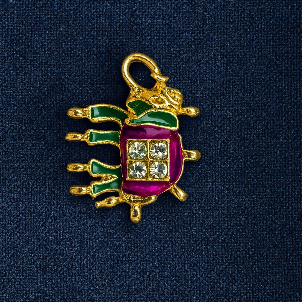 Kundan Elephant Motif Designer Button