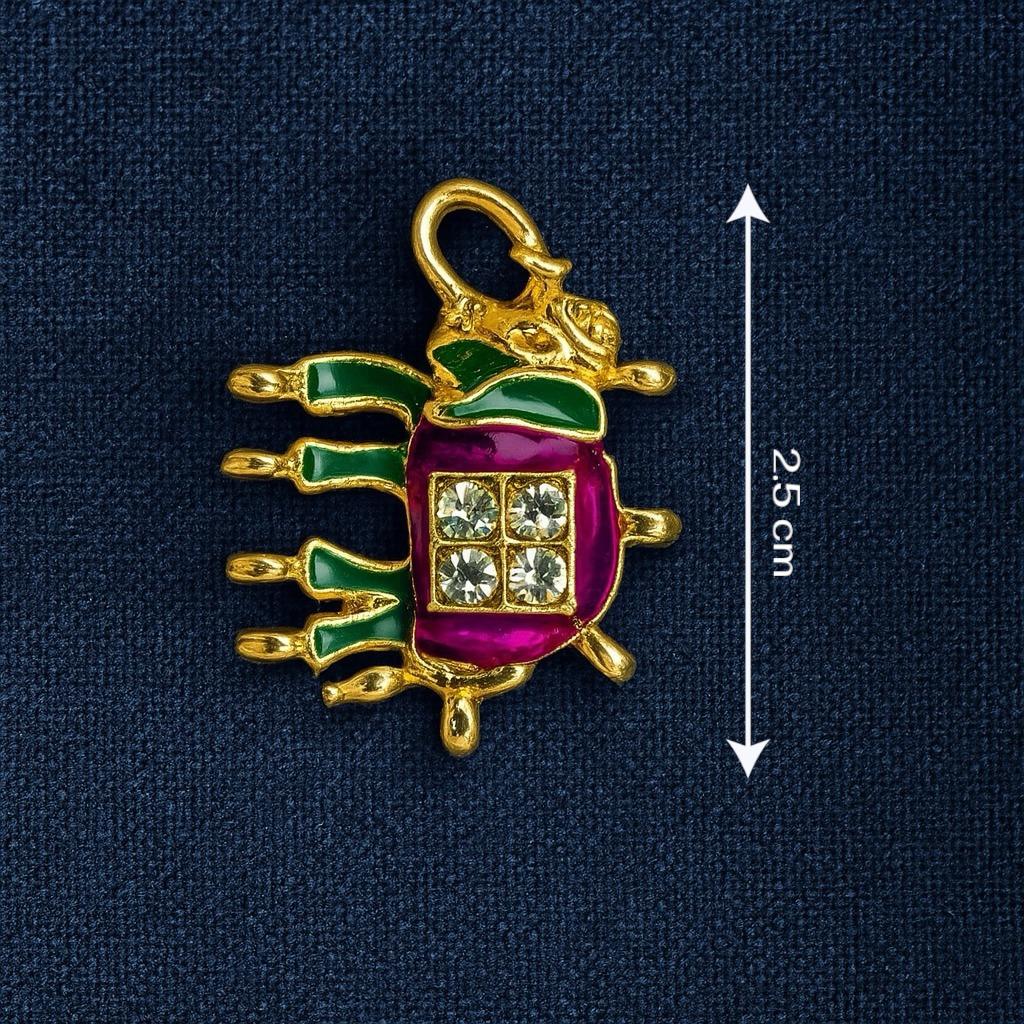 Kundan Elephant Motif Designer Button