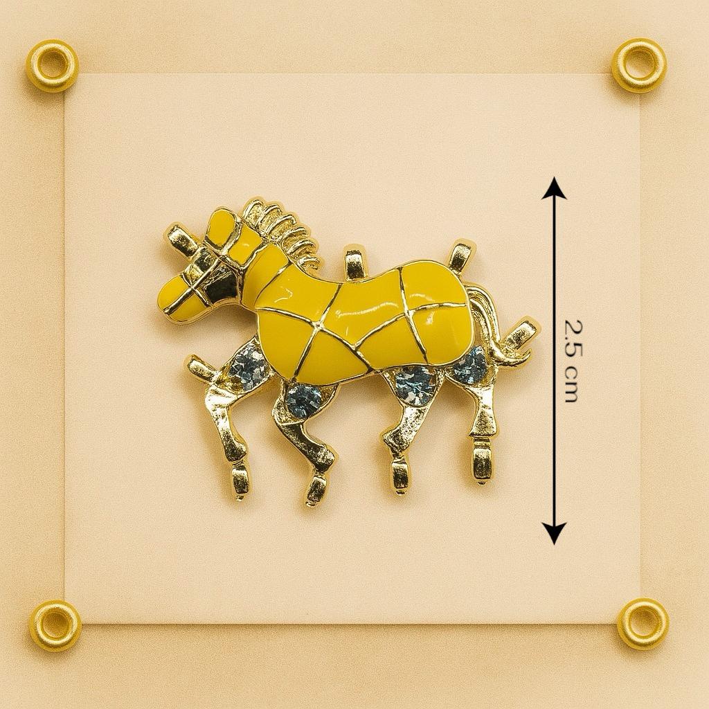 Golden Yellow Mosaic Horse Button