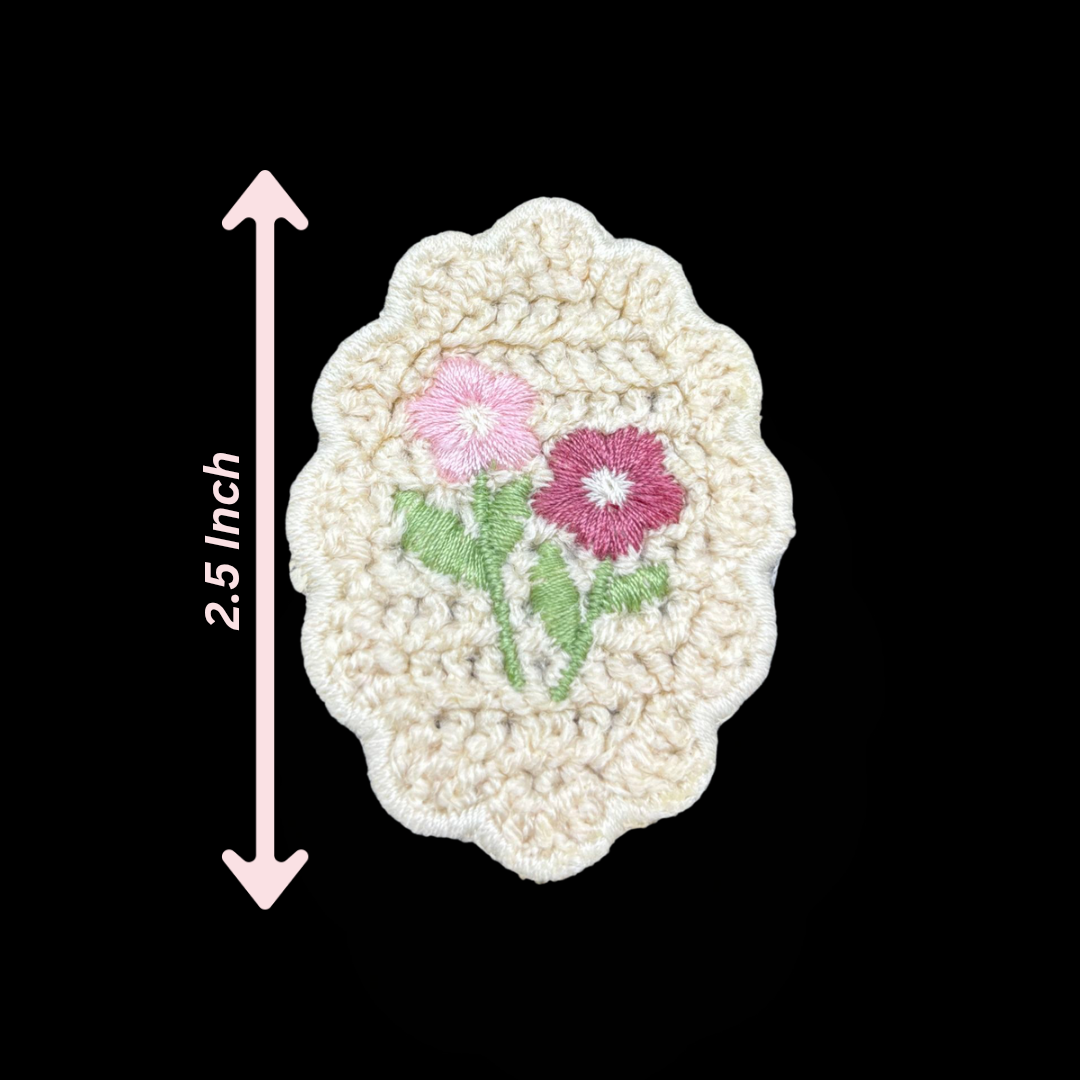 Blossom Pair Crochet Patch (Pink & Maroon)