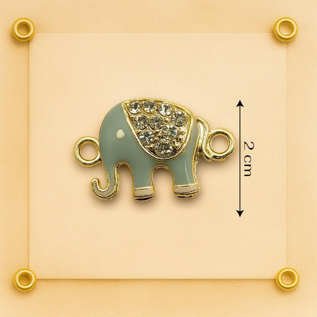 Sage Green Elephant Button with Crystal Accents