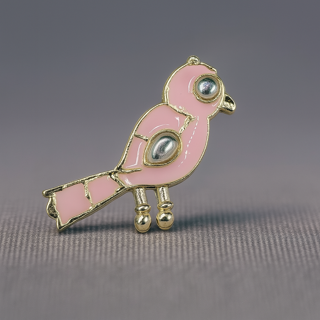 Blush Pink Bird Button with Mirror Embellishments