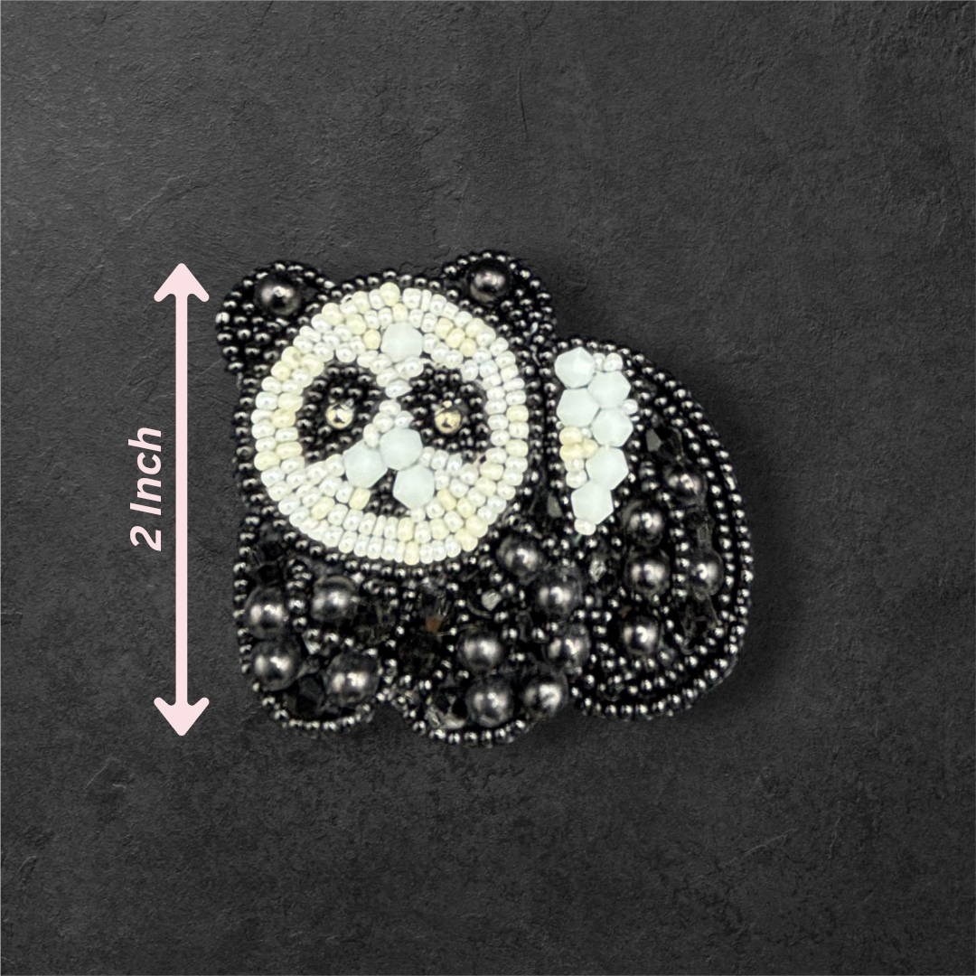 Pearly Panda Beaded Patch