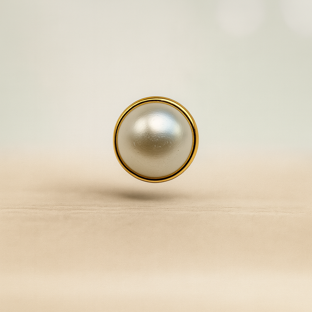 Classic Pearl Dome Button with Gold Rim