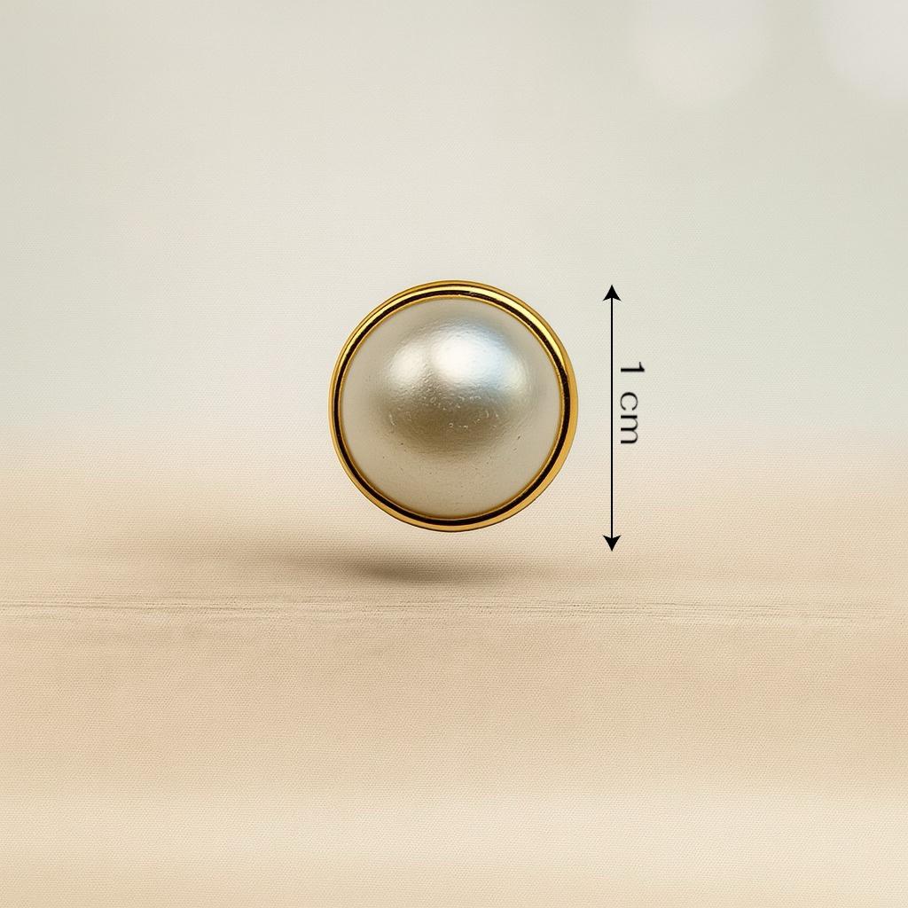 Classic Pearl Dome Button with Gold Rim