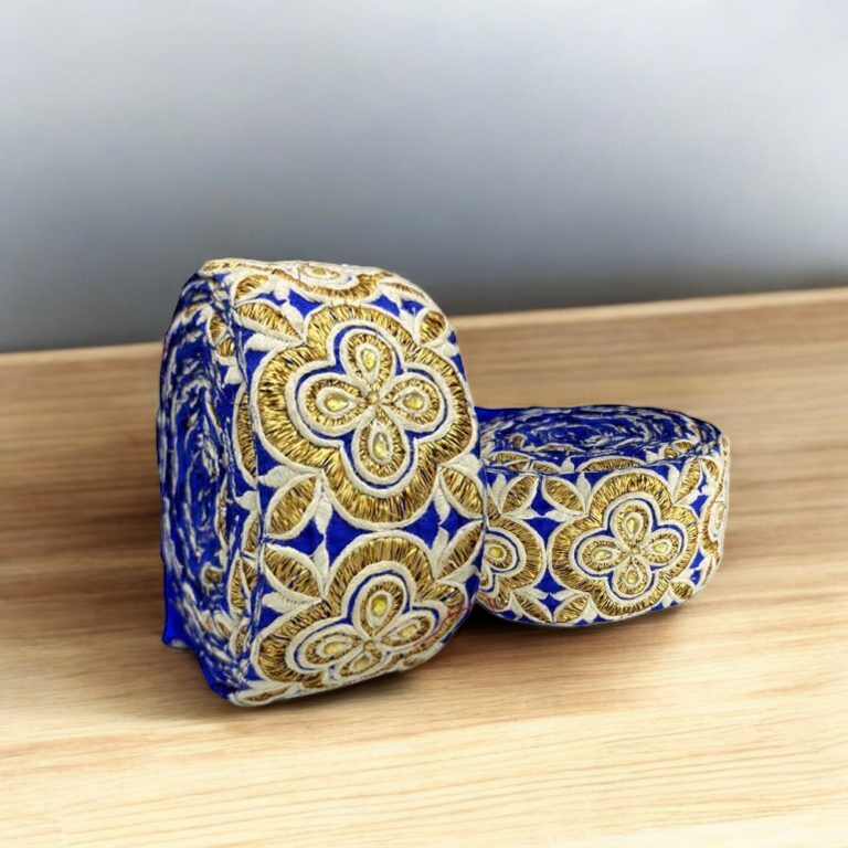Royal Blue Ornate Floral Zari Embroidered Border (Comes in 9 Meters)