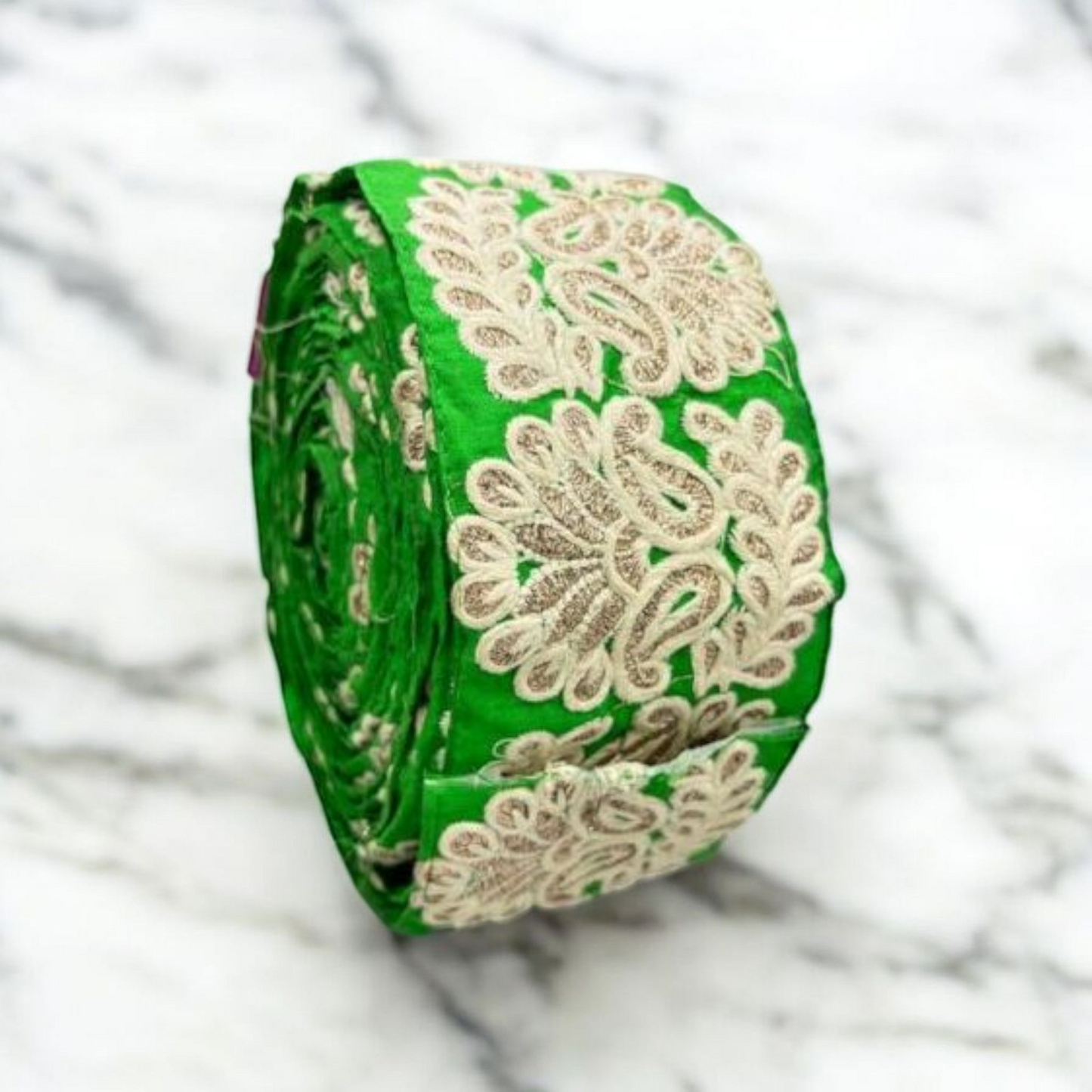 Emerald Green Traditional Paisley Zari Embroidered Border (Comes in 9 Meters)