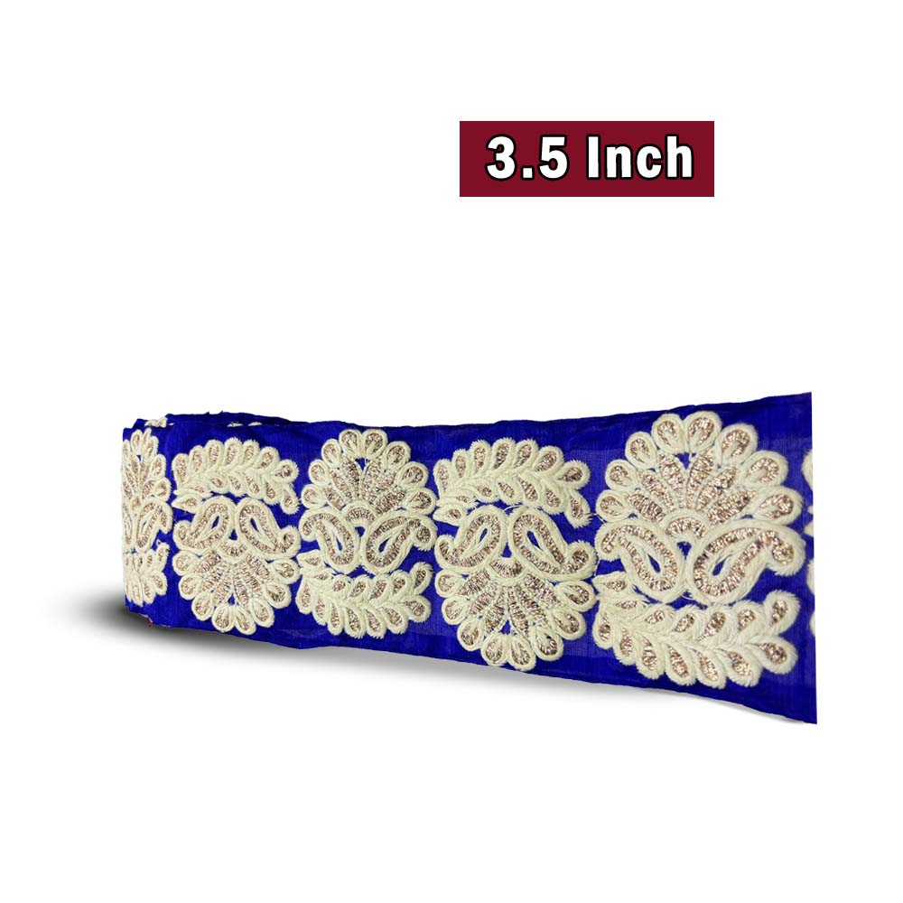Royal Blue Traditional Paisley Zari Embroidered Border (Comes in 9 Meters)