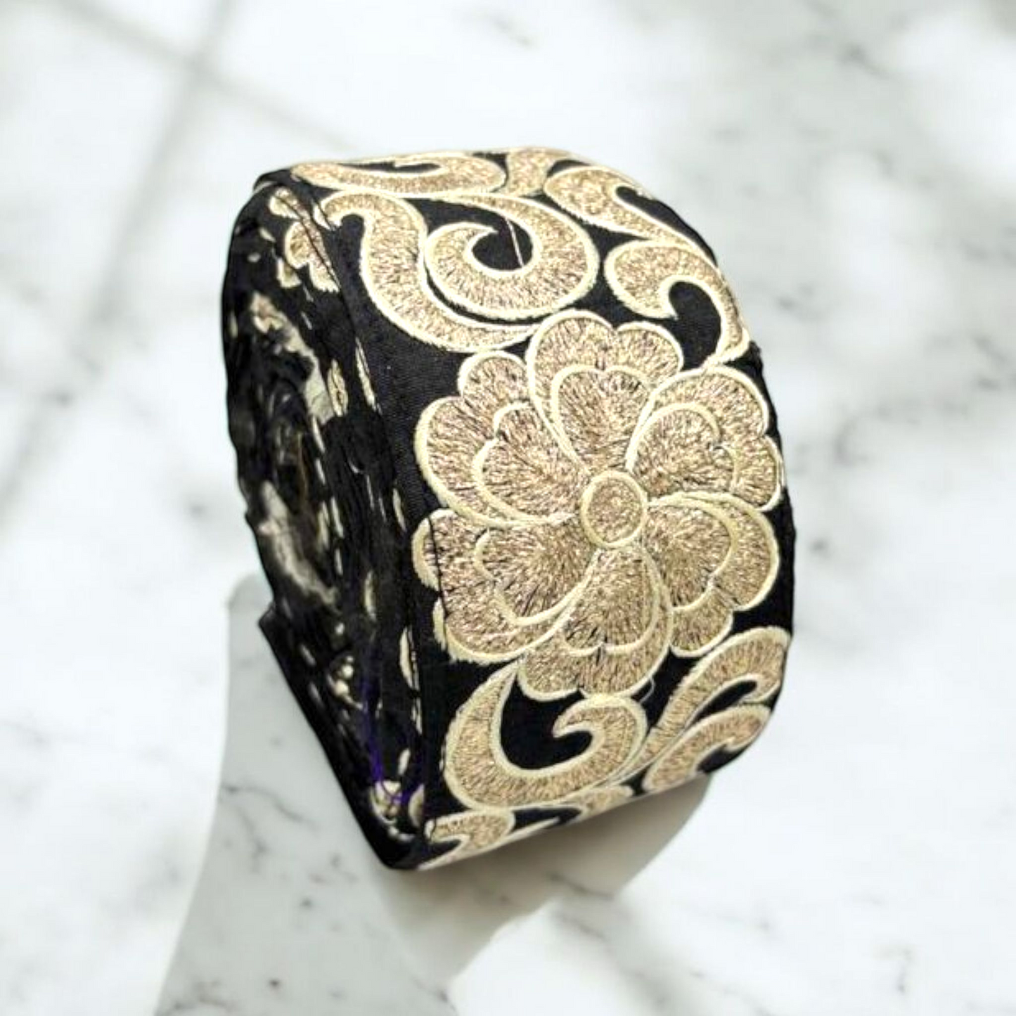 Classic Black Floral Zari Embroidered Border (Comes in 9 Meters)
