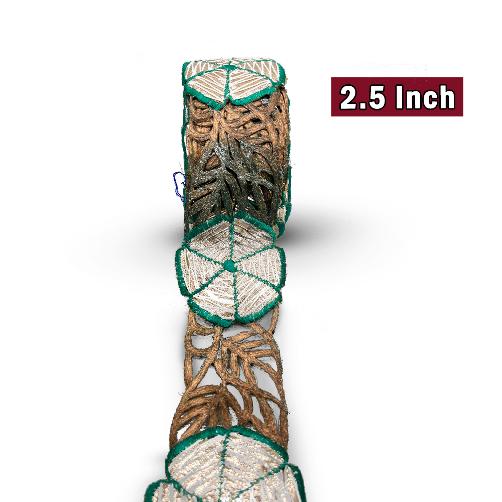 Botanic Muse Jute Work Border - Green (Comes in 9 Meters)