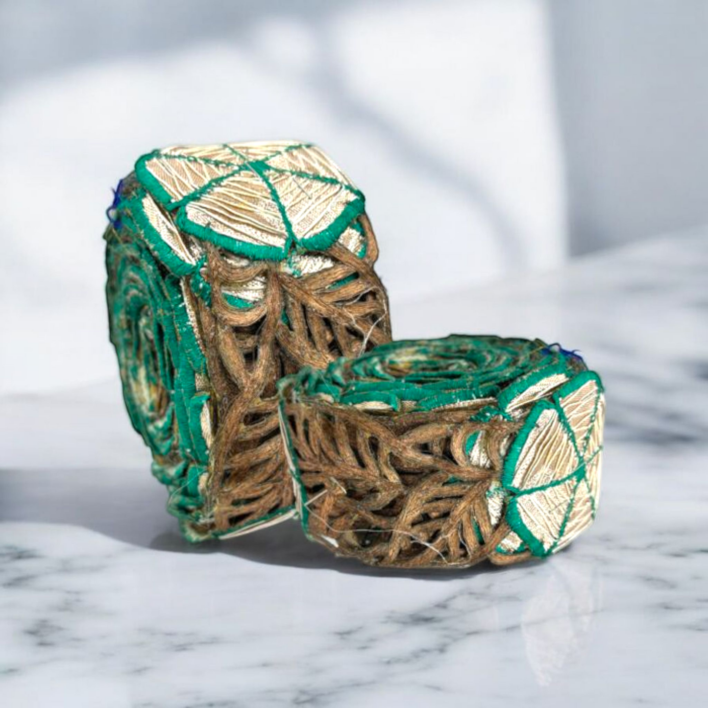 Botanic Muse Jute Work Border - Green (Comes in 9 Meters)