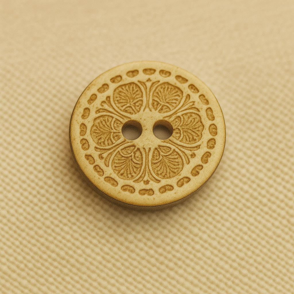 Acanthus Leaf & Floral Border Wooden Button