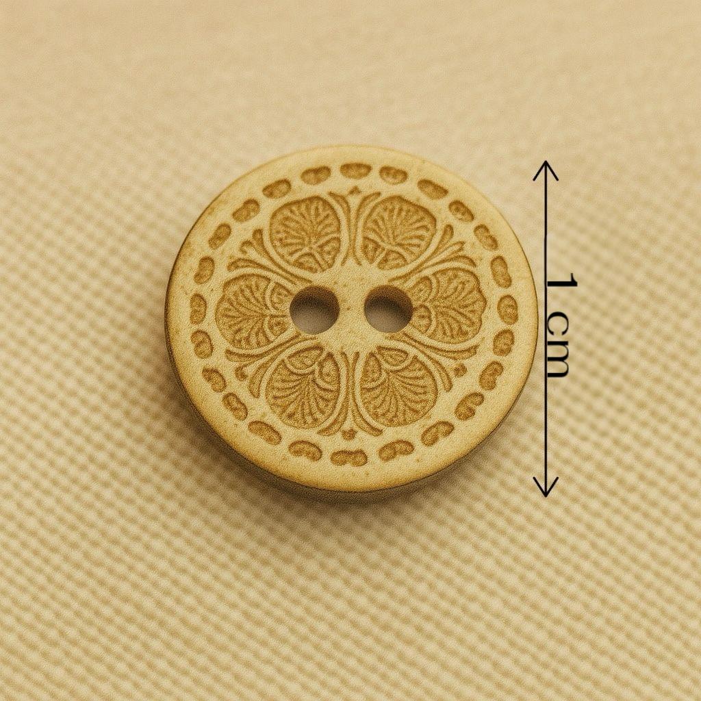 Acanthus Leaf & Floral Border Wooden Button