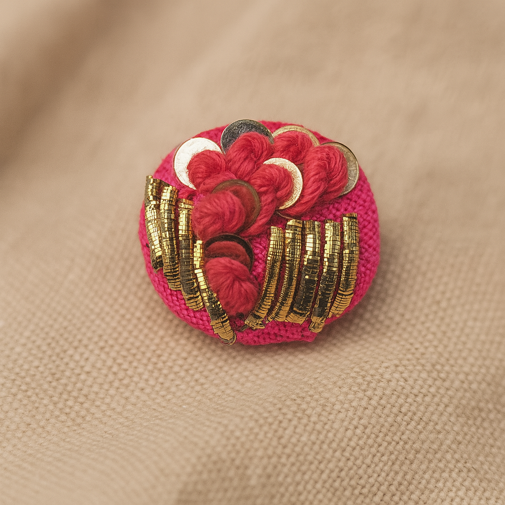 Pink Carnival Sequin Button