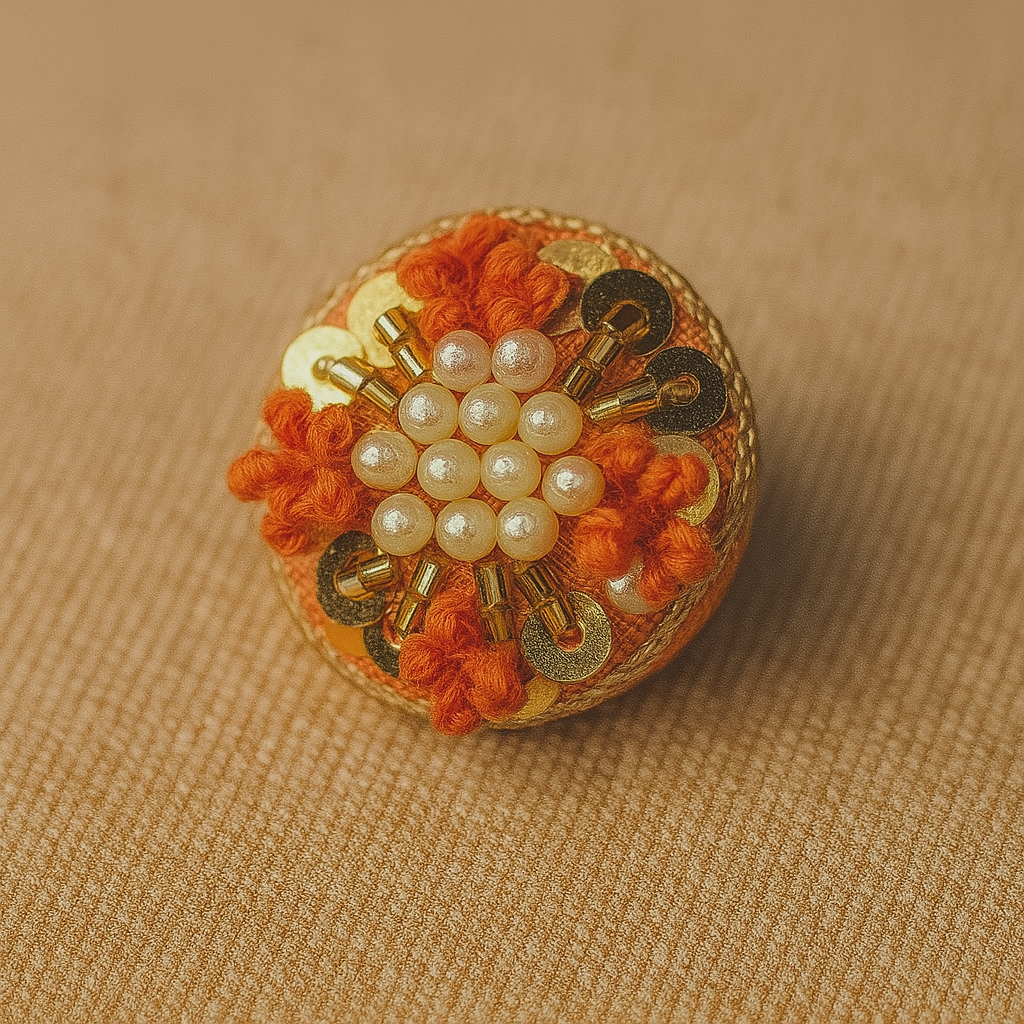 Amber Bloom Beaded Button