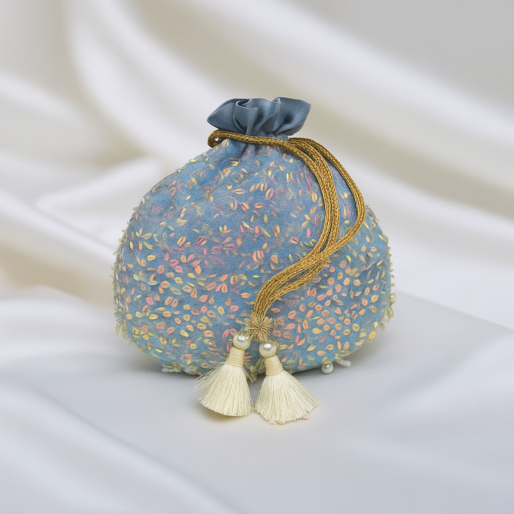 Midnight Sequin Bloom Potli