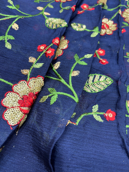 Golden Bloom Vine (Chinon with Embroidery Work)