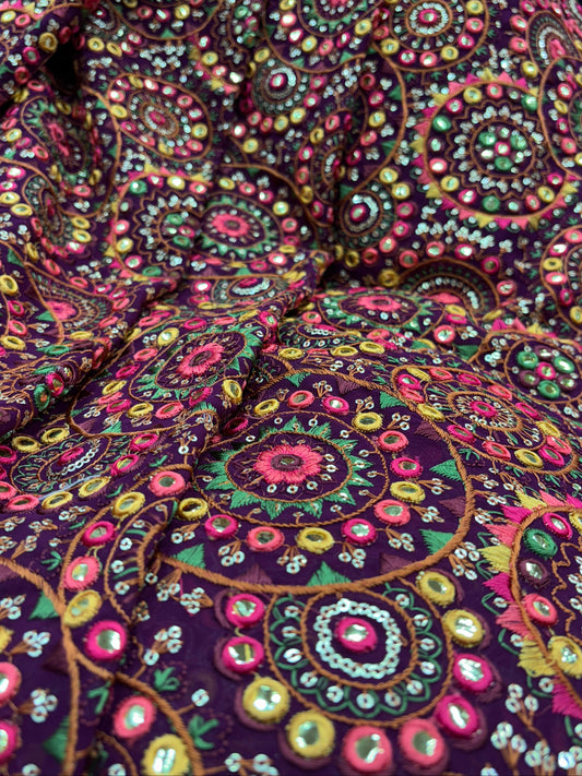 Royal Mandala Mirror Dreams (Gorjet with Gujrati Work)