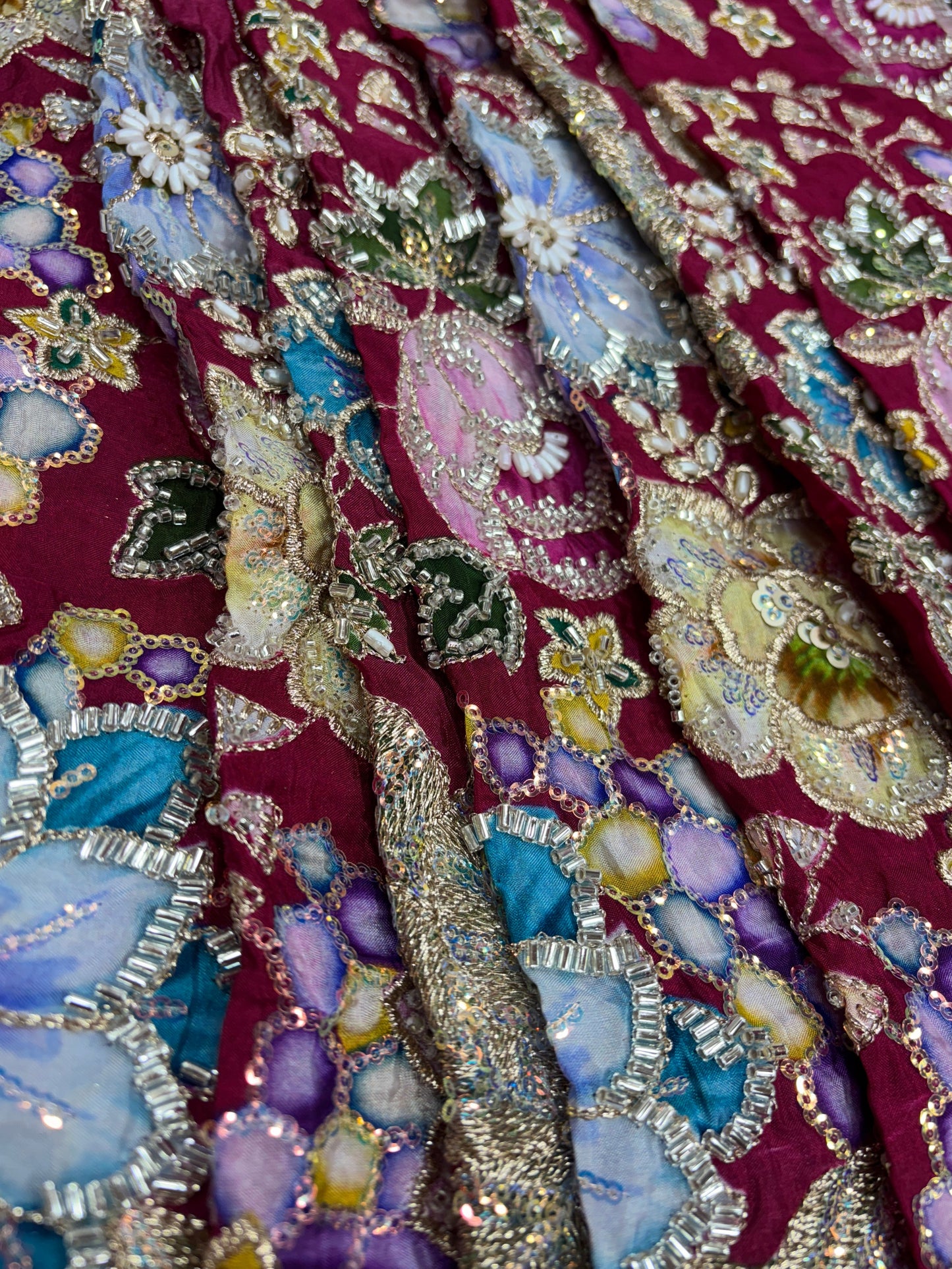 Regal Velvet Garden (Crape with cut dana work)