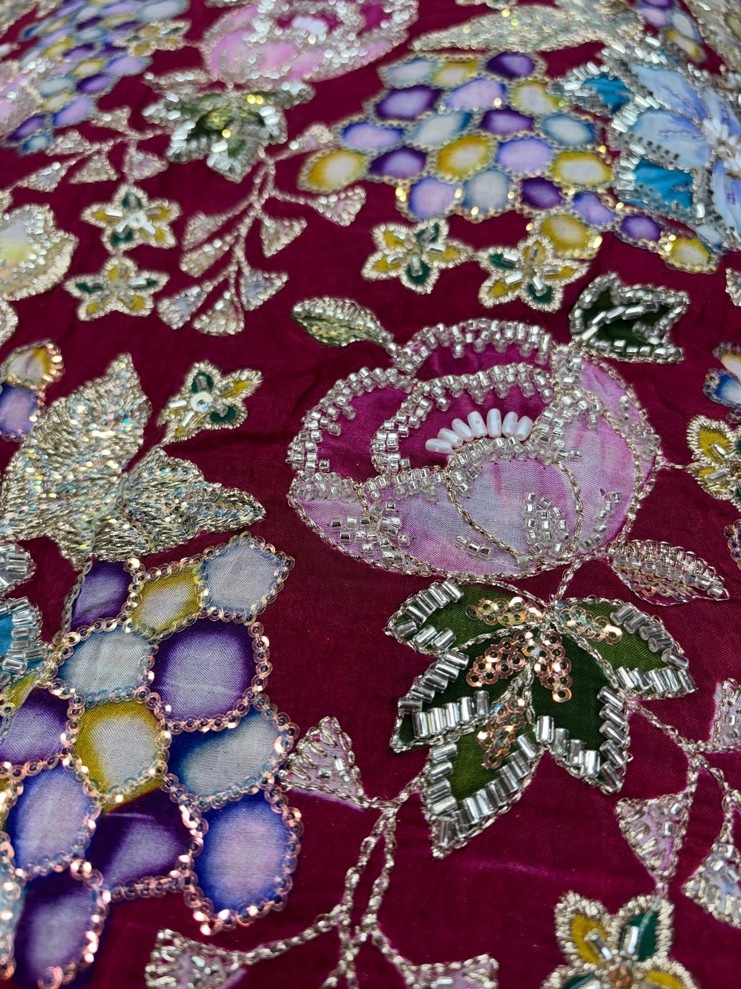 Regal Velvet Garden (Crape with cut dana work)