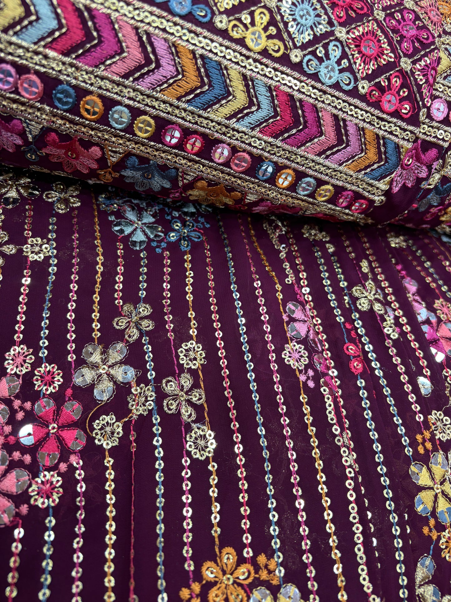 Bohemian Mosaic Embroidery (Gorjet with Suta and Zari Work)