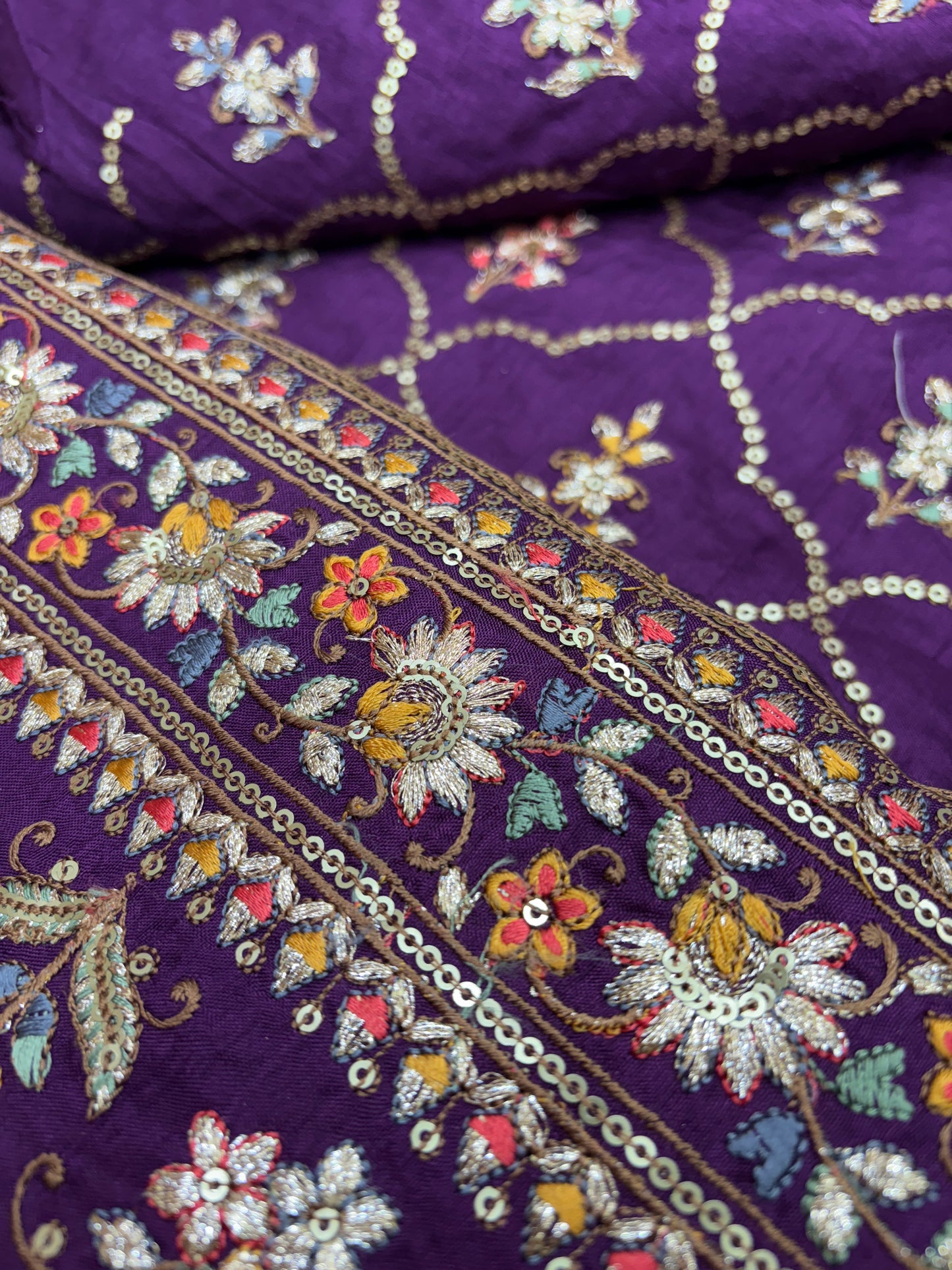 Vintage Violet Vine (Silk with Suta and Zari Work)