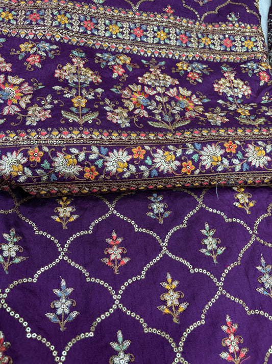 Vintage Violet Vine (Silk with Suta and Zari Work)