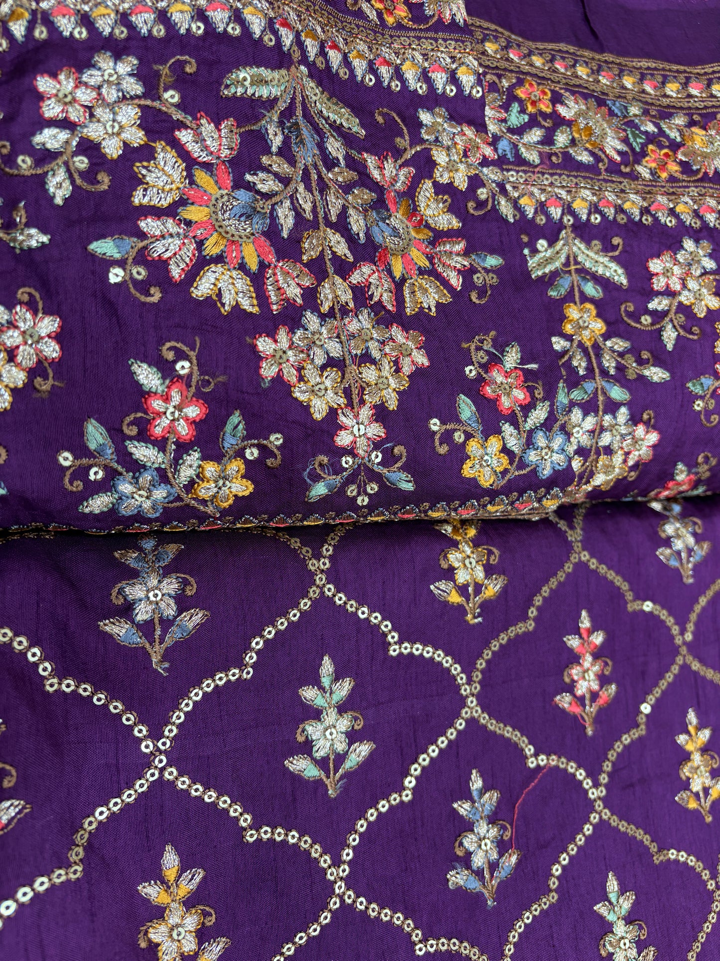 Vintage Violet Vine (Silk with Suta and Zari Work)
