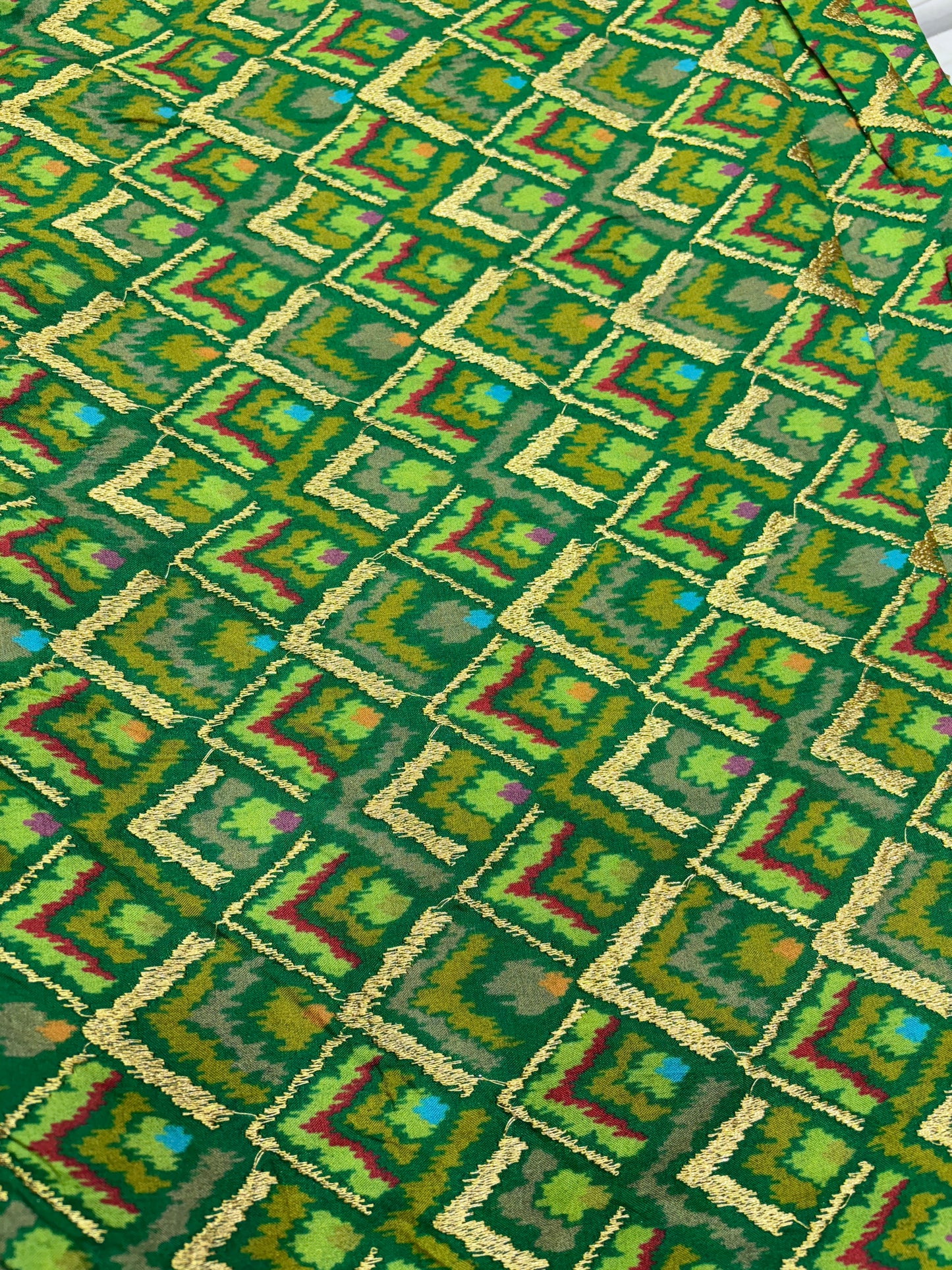 Iridescent Watercolor Garden (upara silk with zari and suta work)