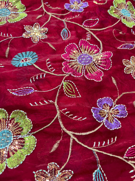 Gulnaar Jaal (Glass Tissue with Embroidery Work)