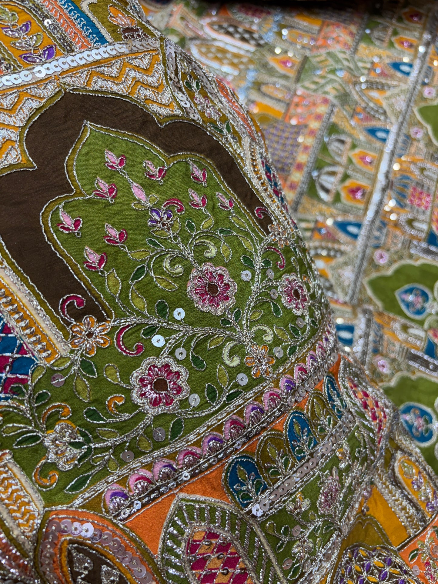 Haveli Heritage Handwork (Crape with Position Print and Embroidery Work)