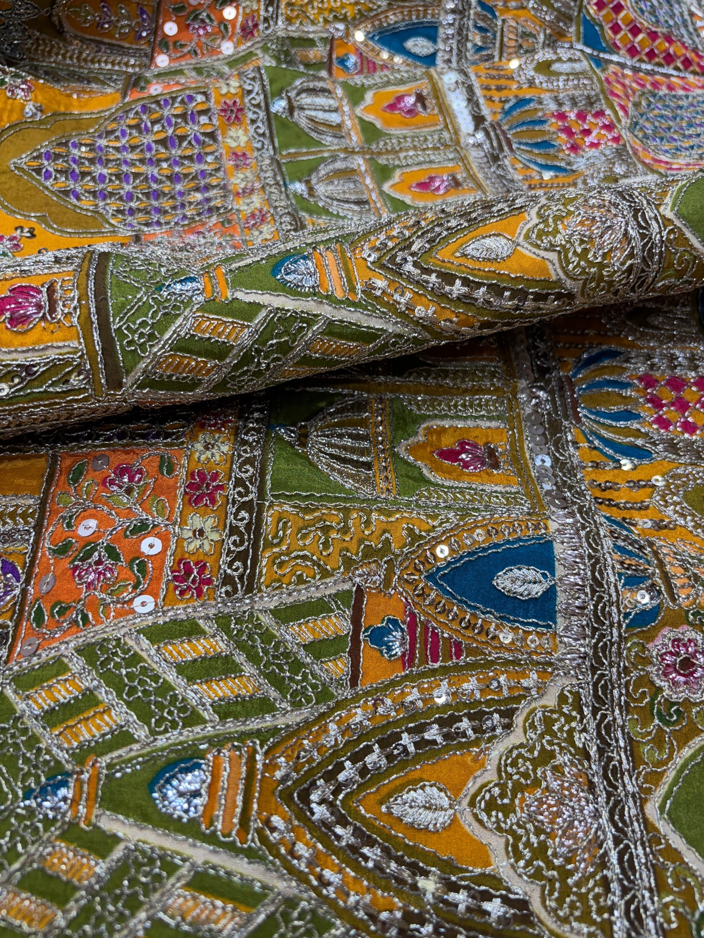 Haveli Heritage Handwork (Crape with Position Print and Embroidery Work)
