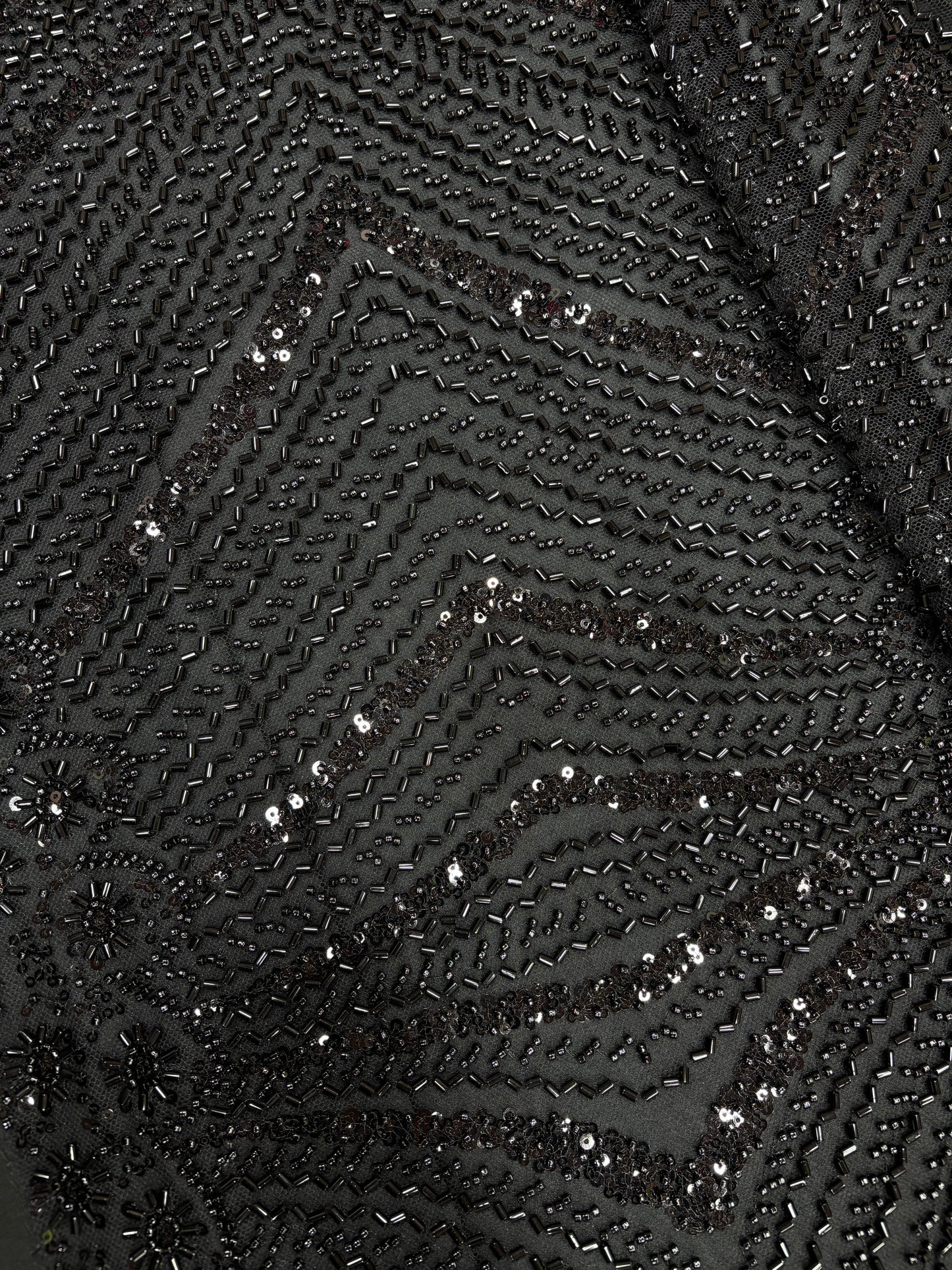 Midnight Black Sequin Embroidered Fabric