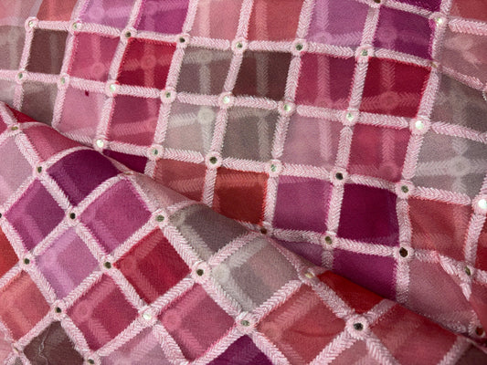Blush Mosaic Sequin Organza (Gorjet with Suta Work)