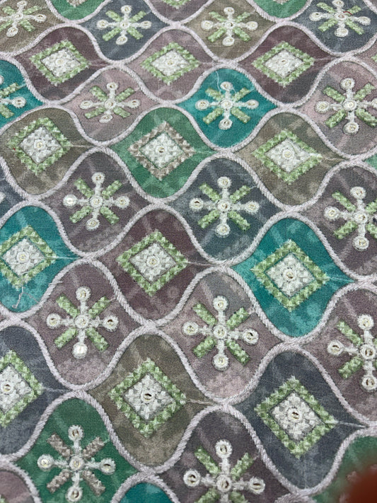 Pastel Prism Sequin Embroidered Organza (Gorjet with Suta Work)