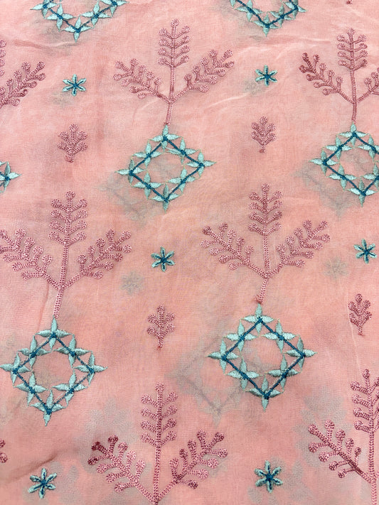 Birdsong Bloom Embroidered Organza (Gorjet with Suta Work)