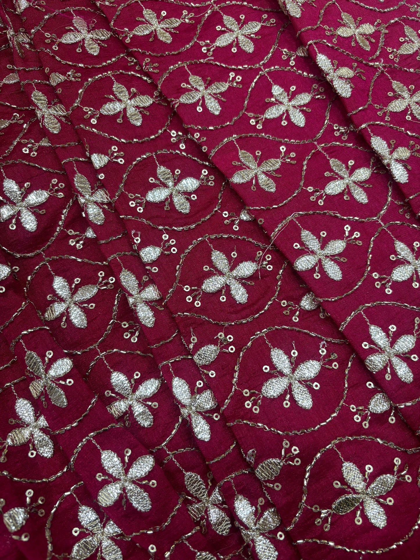 Maroon Luxe Sequin Embroidered Georgette (Silk with Gota Work)