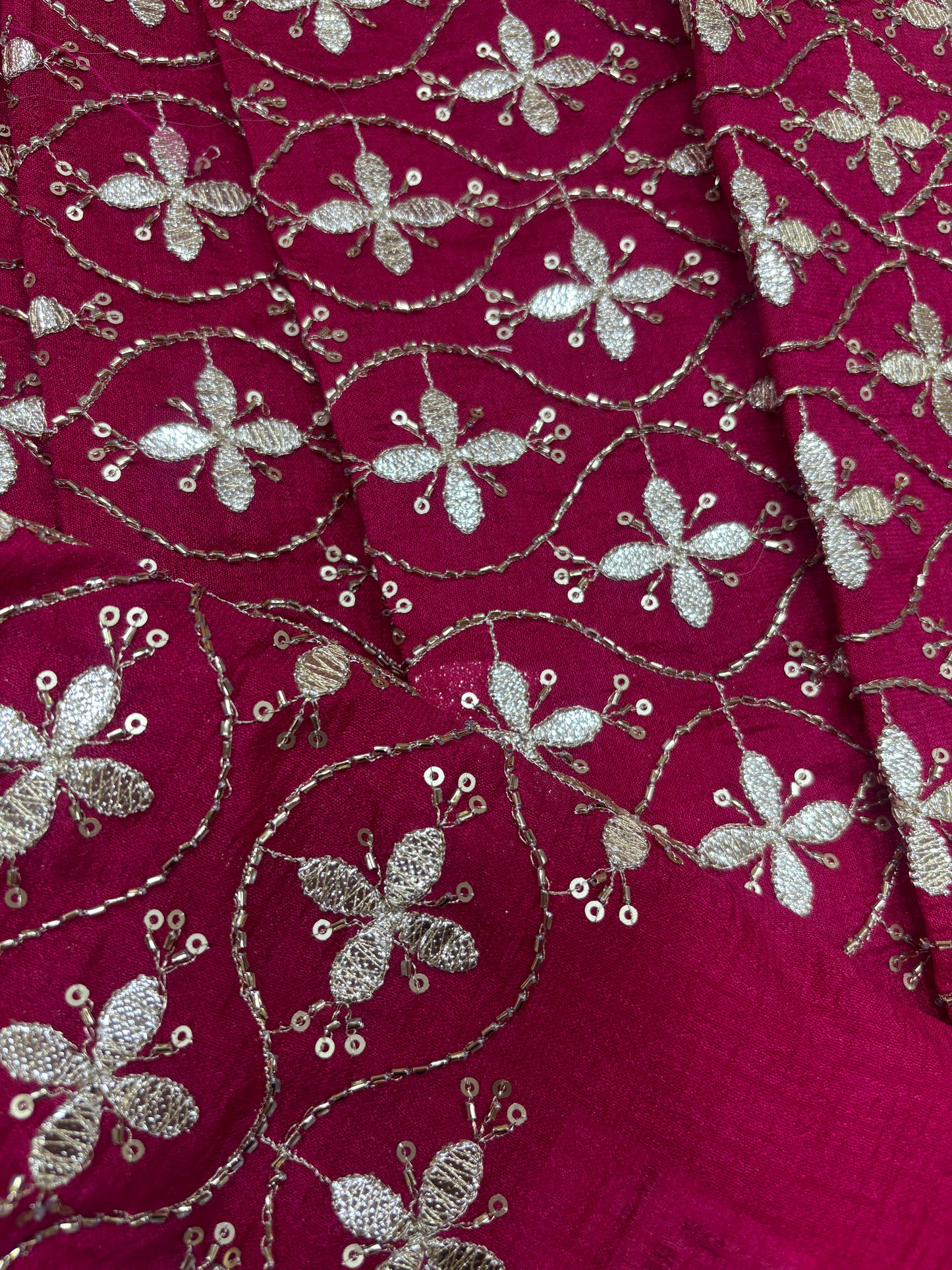 Maroon Luxe Sequin Embroidered Georgette (Silk with Gota Work)